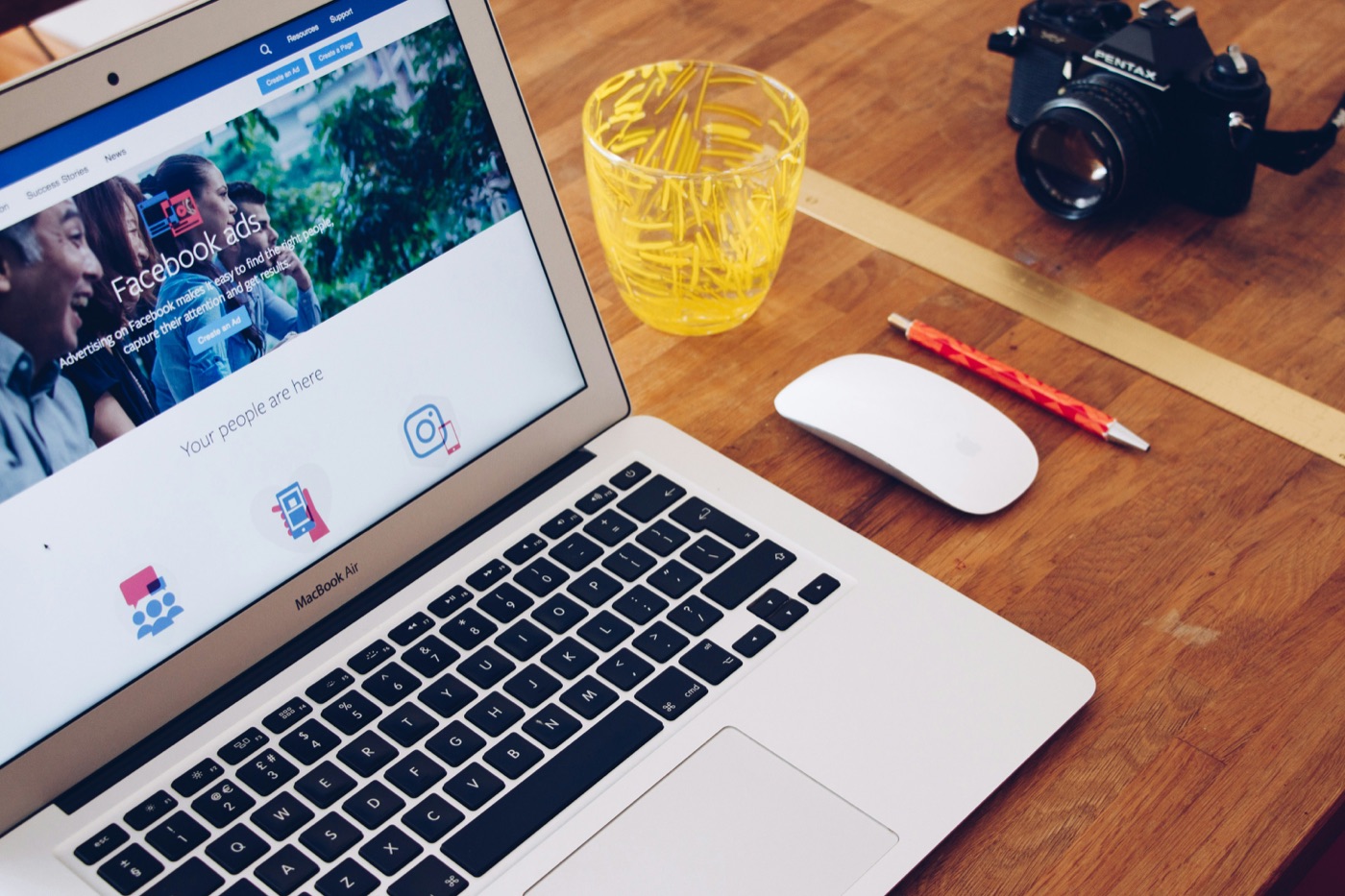 Facebook advertising dashboard open on a laptop